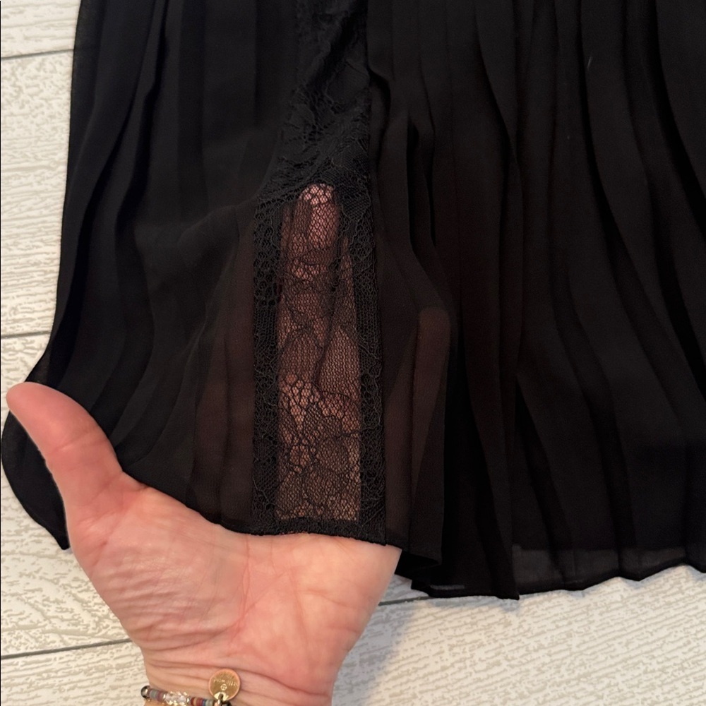 BCBGMAXAZRIA Black Lace & Pleated Mini Cocktail Dress
Sz4 | Elegant + Flattering - Picture 3 of 7